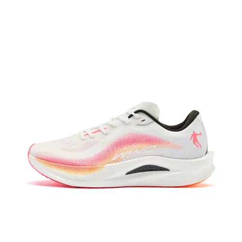 QIAODAN Strong Winds 2.0 Running Shoes Women's Low-Top Jordan White Fluorescent Ghost Pink