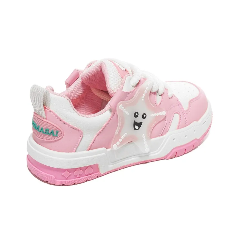 OMS Skateboard Shoes Women's Low Top Black/Pink/Beige-10