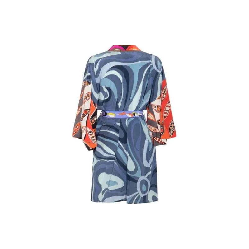 EMILIO PUCCI Graphic print Silk Robe Minidress-1