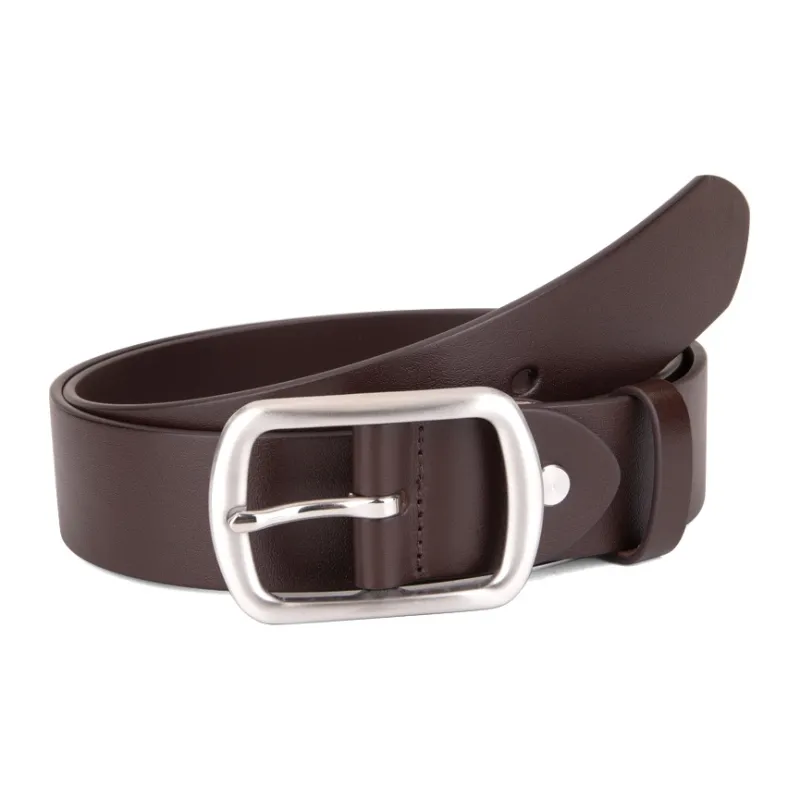 Cows Reign Business Stainless Steel Cross Pin Buckle Genuine Leather Belts Men's-3
