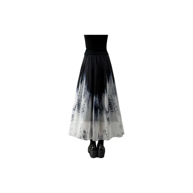 TOUCH Casual Long Skirts Women's Gradient Black-1