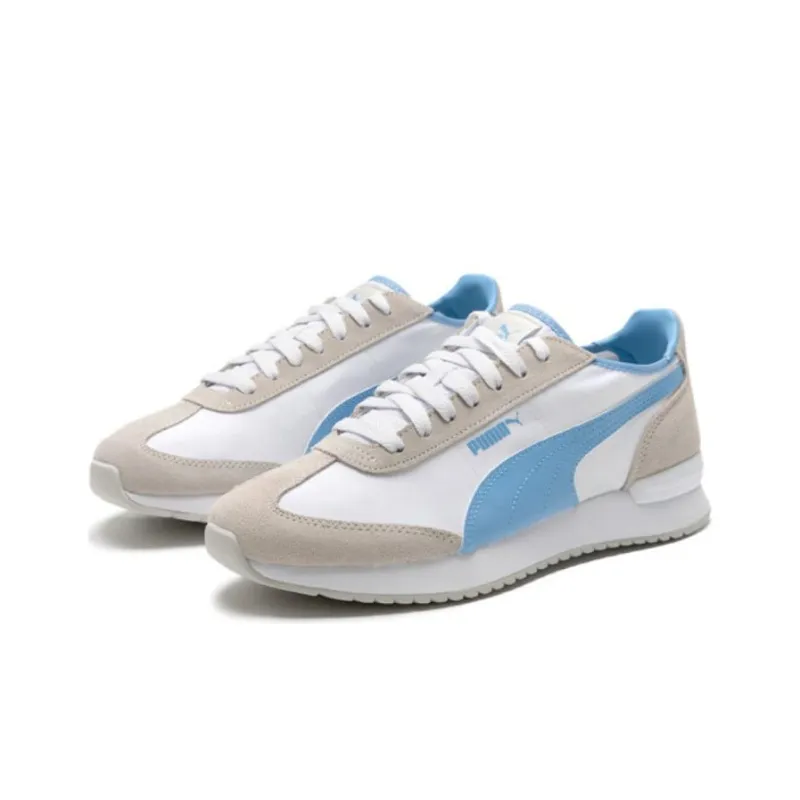 PUMA R78 Neon Durable Breathable Low Top Casual Shoes Unisex White Blue-1
