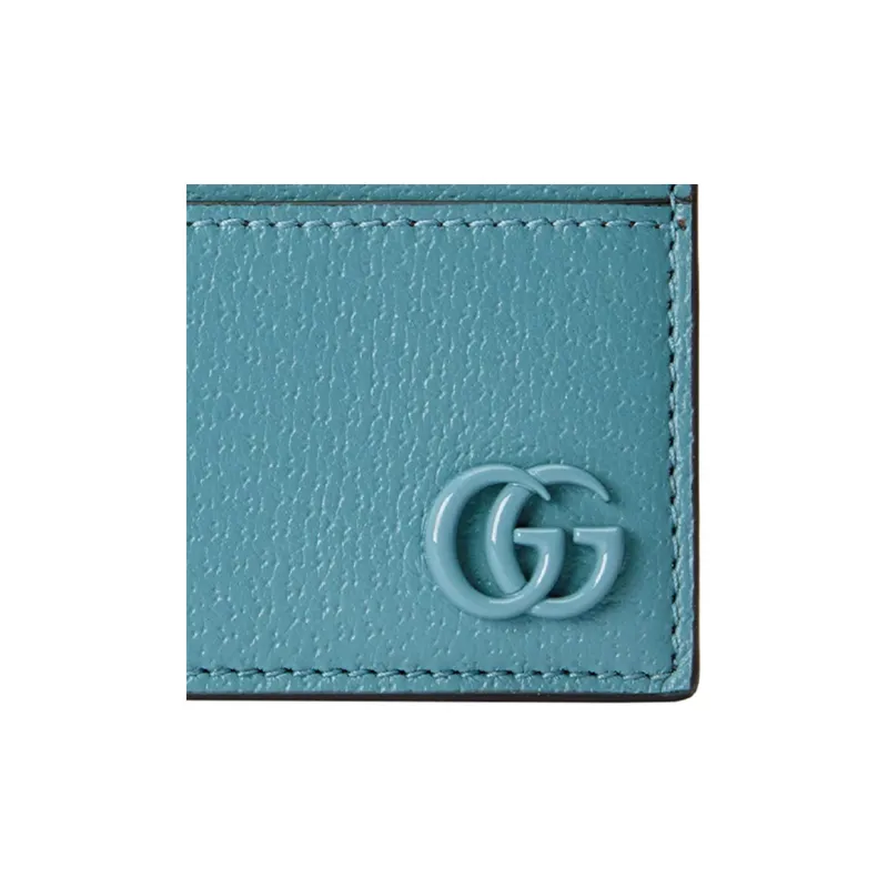 GUCCI GG Marmont Leather Card Holder Regular Men's Light Blue-4