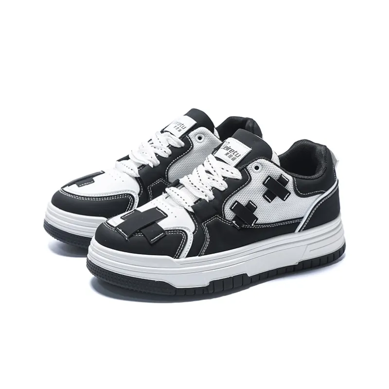 Meiretu Durable Lightweight And Breathable Low Top Skateboard Shoes Men's Black-2