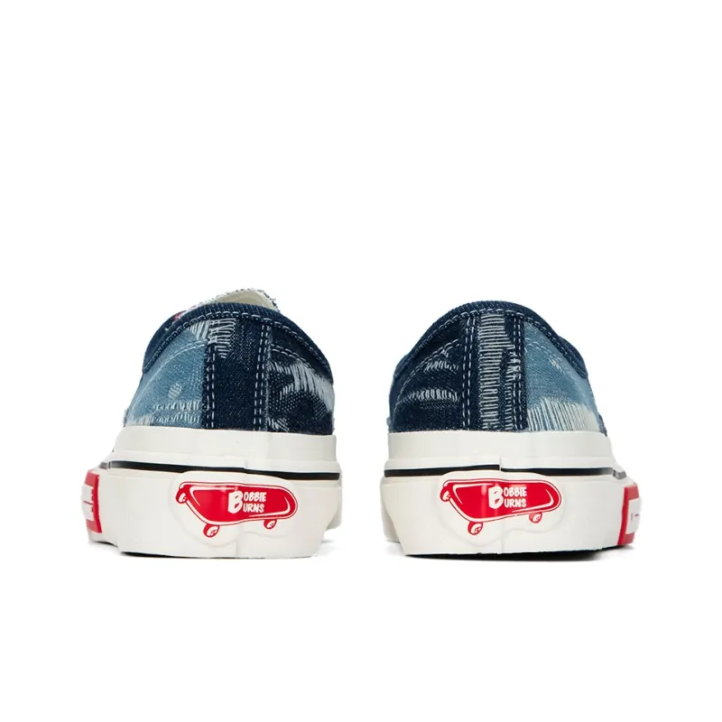 BOBBIE BURNS Low Top Skateboard Shoes Unisex Blue-3