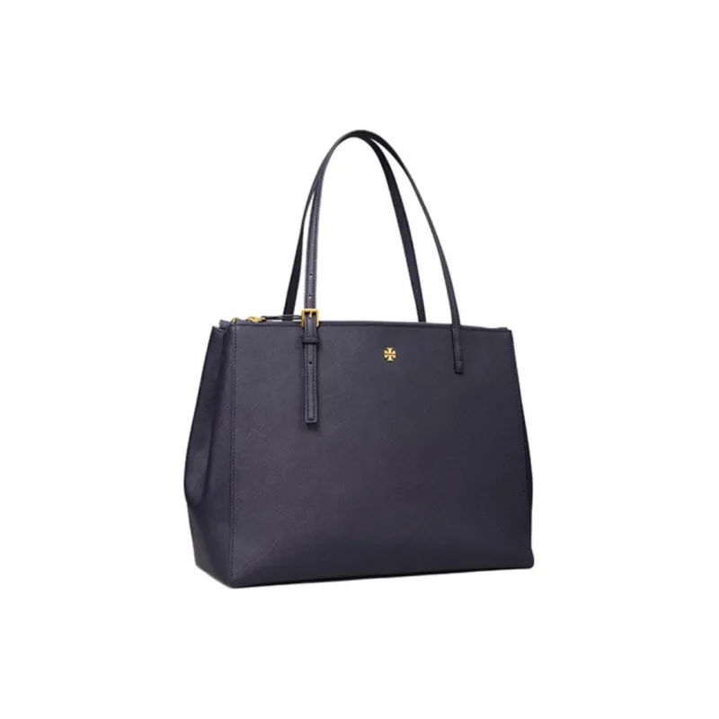 TORY BURCH Emerson Leather Tote Bag Shopping Bag Shoulder Bag Handbag Large Size Women's Navy-1