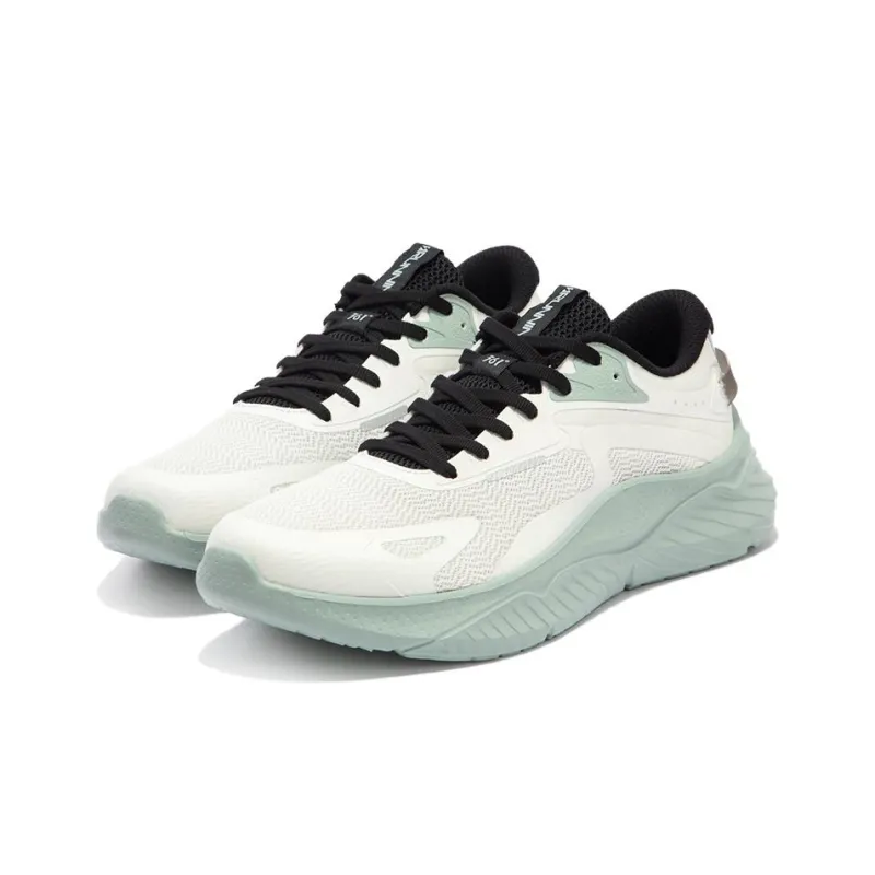 361° Cushioning Abrasion Resistant Breathable Low Top Running Shoes Men's White Green-2