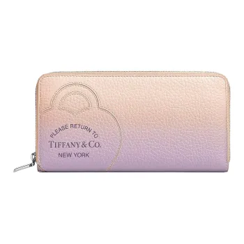 TIFFANY & CO. Return To Tiffany Collection Taurillon Leather Wallet Large Size Women's Light Pink & Purple
