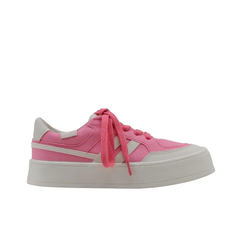MINGKUANG Canvas Shoes Women's Low Top Pink/Green/White/Red-3