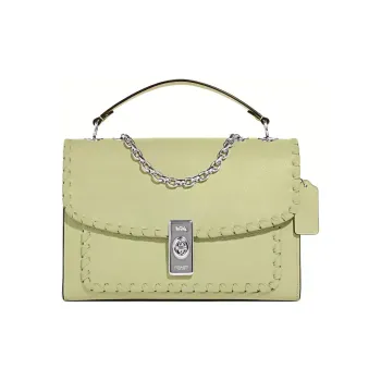 COACH Cow Leather Handbag Shoulder Bag Crossbody Bag Medium Size Women's Lime Green