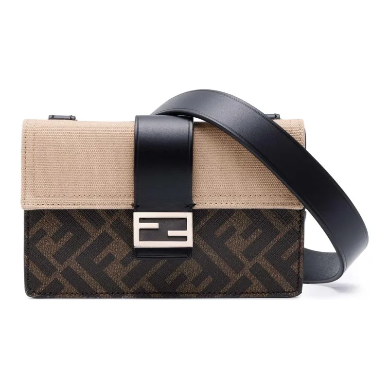 FENDI Baguette Canvas With Leather Baguette Bag, Clutch, Shoulder Bag, Crossbody Bag Regular Men's Brown/Beige-1