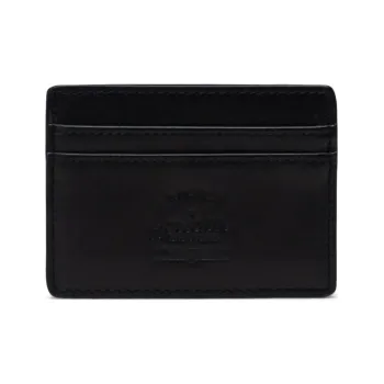Herschel Leather Card Holder Wallet Unisex Black