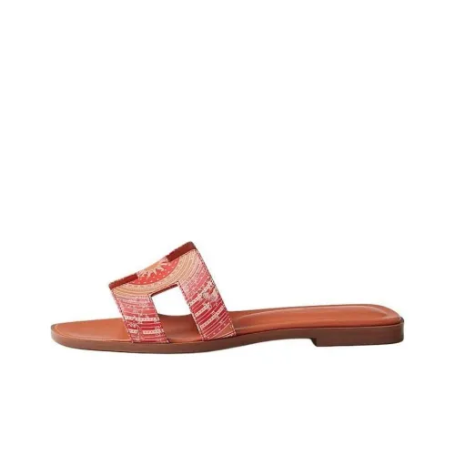 HERMES Oran Slide Slippers Women's Red Orange