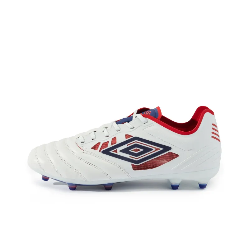 Umbro Soccer Shoes Men Low Top Umbro White/Manor Blue/Rococco Red-0