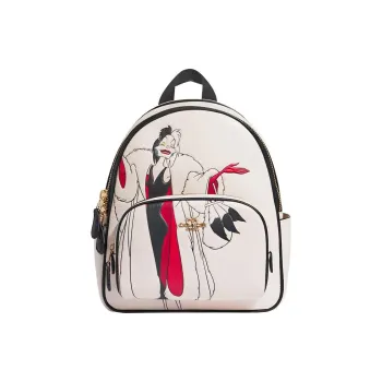 COACH Disney, Collaboration Court Cow Leather With Textile Backpack Double Shoulder Mini Women's Chalk White