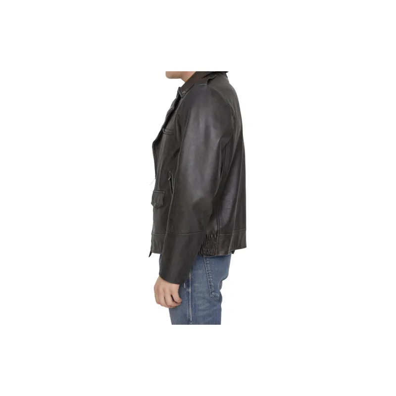 SALVATORE SANTORO Leather Jacket Men's Black-4