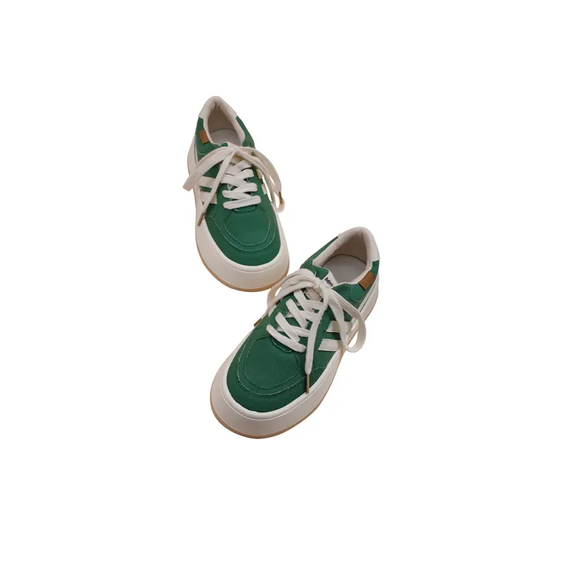 MINGKUANG Canvas Shoes Women's Low Top Pink/Green/White/Red-12