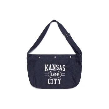 Lee Cotton Messenger Bag, Portable Crossbody Bag, Shoulder Bag Regular Unisex Indigo Dark Color