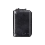 Black (Top Grain Cow Leather) 12 Card Slot (Anti-Skimming)