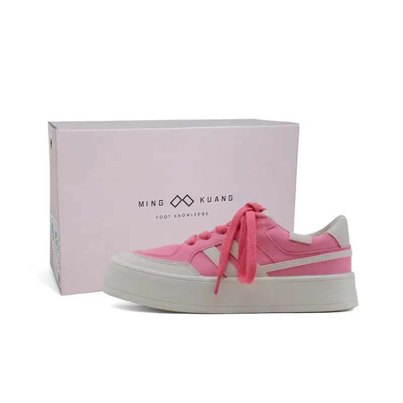 MINGKUANG Canvas Shoes Women's Low Top Pink/Green/White/Red-0