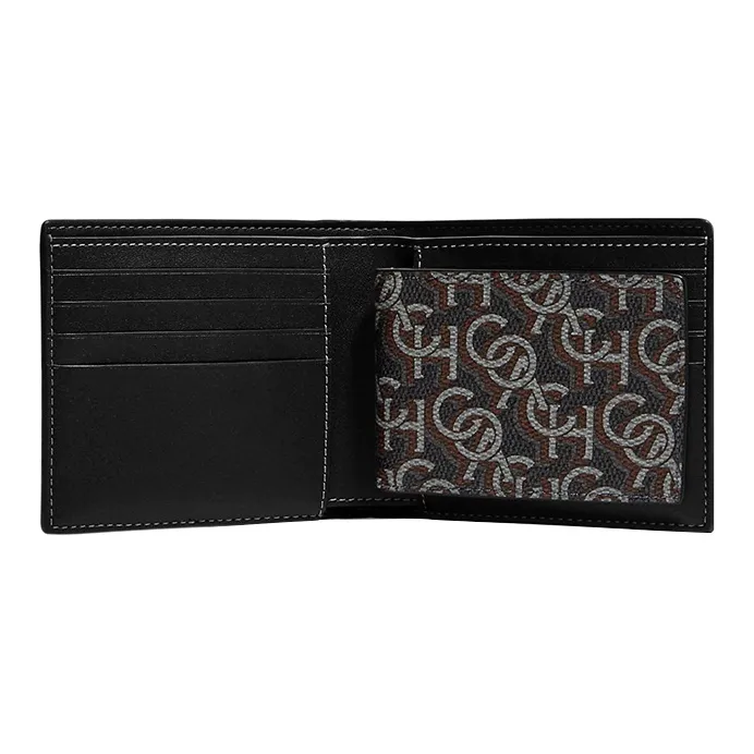 COACH 3 IN 1 Wallet Canvas With Leather Card Holder, Wallet Men's Black-4