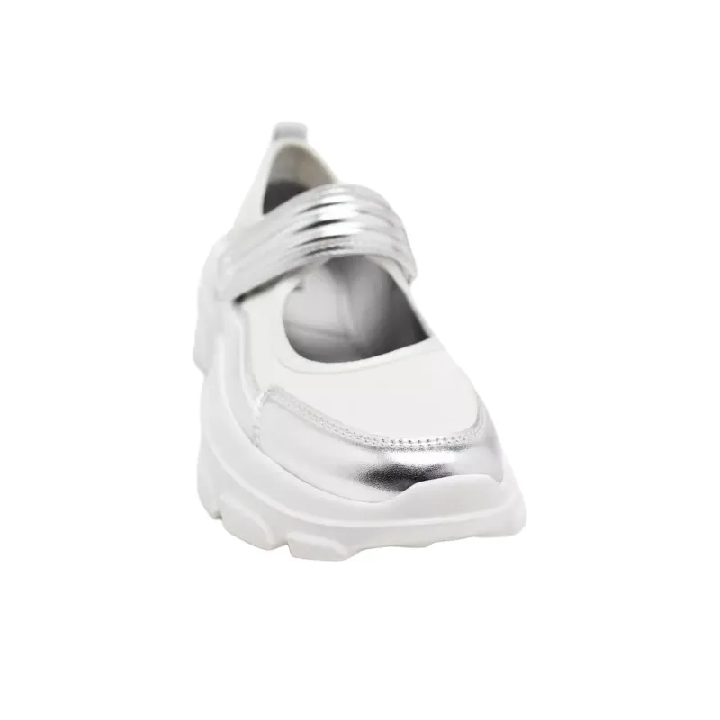 ZARA Low-Top Casual Shoes Women's Silver White-3