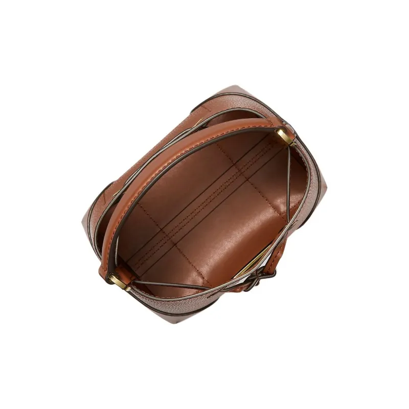 MICHAEL KORS Litchi Grain Leather Bucket Bag, Shoulder Bag, Crossbody Bag, Handbag Trumpets Women's Brown-6