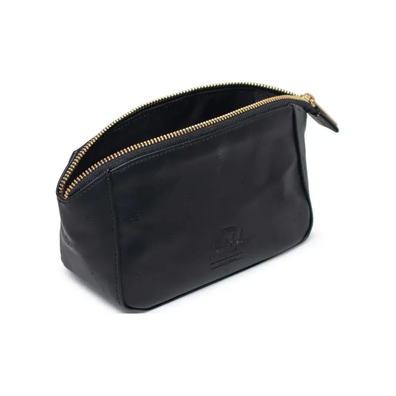 Herschel Litchi Grain Vegan Leather Makeup Bag Small Size Unisex Black-3