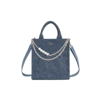Lee Fabric Tote Handbag, Shoulder Bag, Crossbody Bag Medium Size Women's Blue Gray