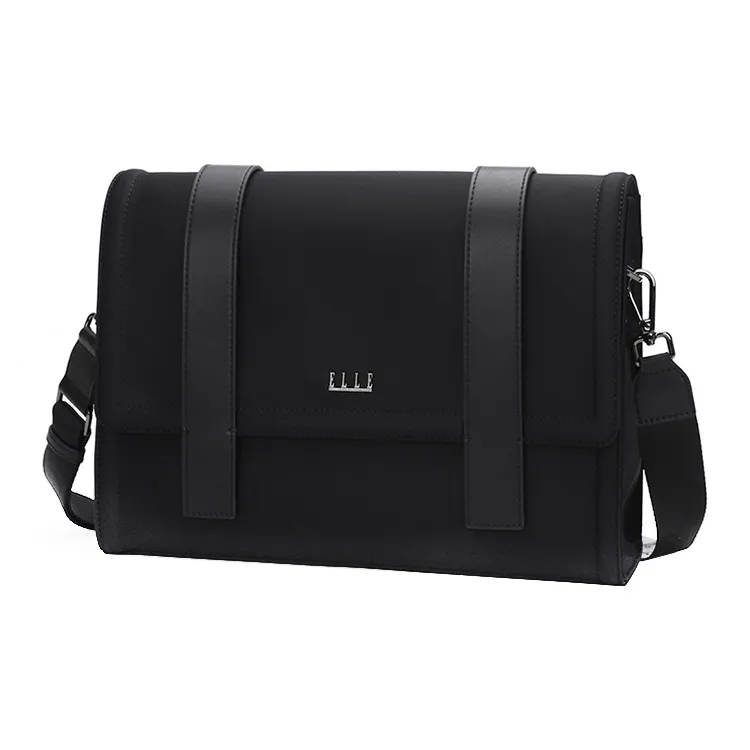 ELLE HOMME Fabric Shoulder Bag Crossbody Bag Small Size Men's Black-1