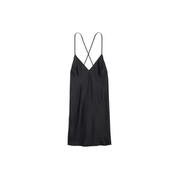 Victoria's Secret Satin Open Back Slip Nightgown Women's Black