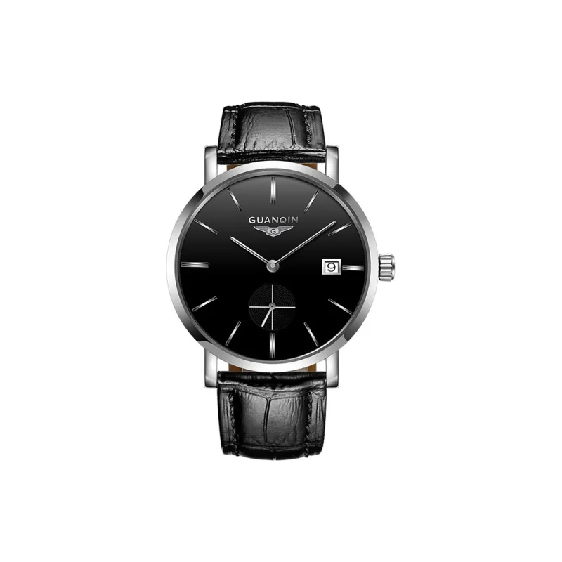 GUANQIN GUANQIN GJ16028.TDP Mechanical Movement Genuine Leather Strap Watch Men's Watches Black Dial-0