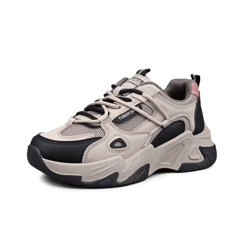 WENPU Cushioning Breathable Lightweight Height Increasing Low-Top Chunky Sneakers Women's-5