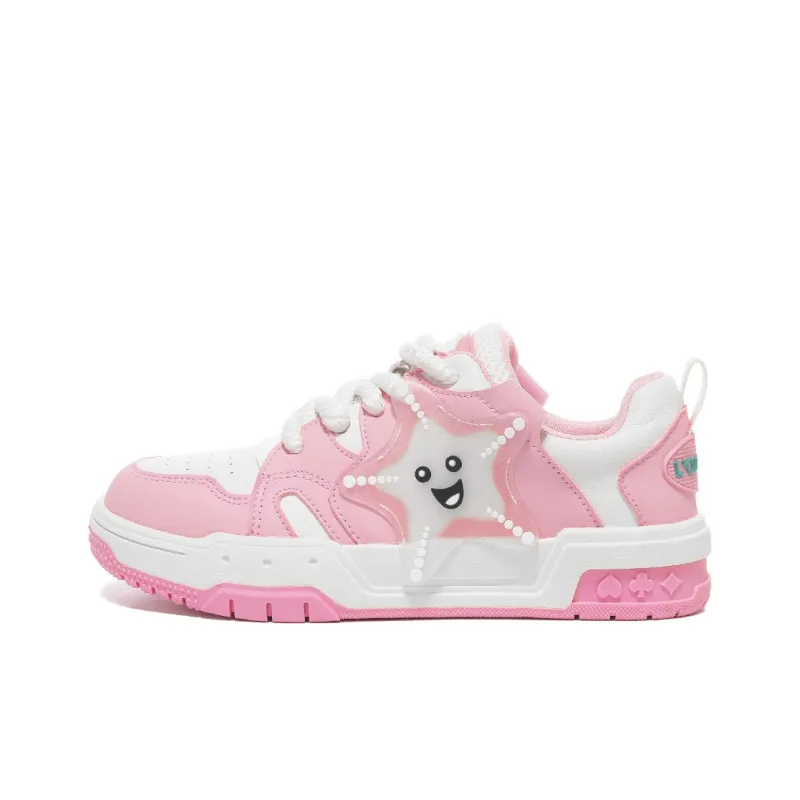 OMS Skateboard Shoes Women's Low Top Black/Pink/Beige-7