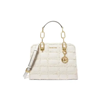 MICHAEL KORS Cynthia Fabric Shoulder Bag, Crossbody Bag, Handbag Small Size Women's Pure White