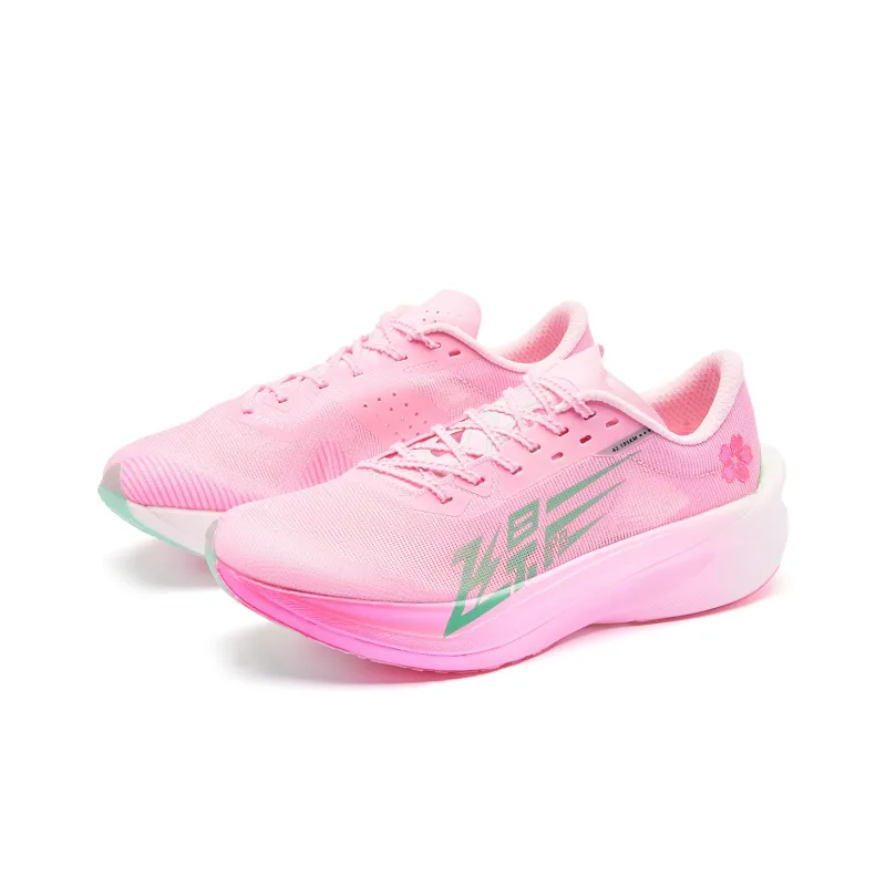 QIAODAN Flying Shadow PB4.0 Cushioning, Wear Resistant Low Top Running Shoes Men's Cherry Blossom Pink Aurora Green-2