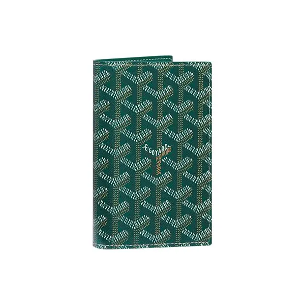 GOYARD Grenelle Cow Leather Card Holder Passport Holder Unisex Green-0