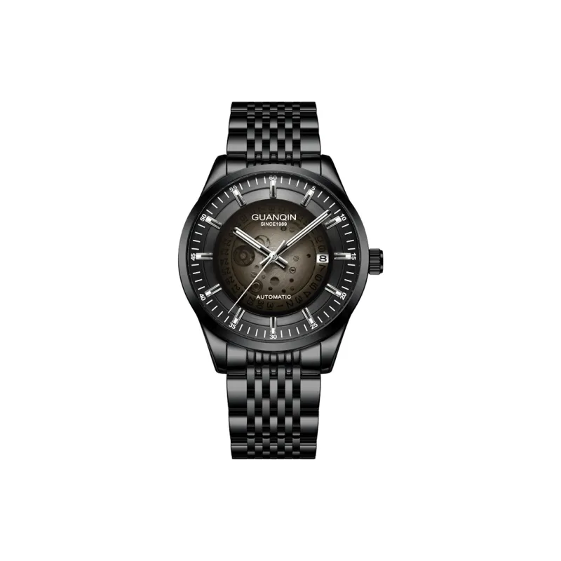 GUANQIN Automatic Mechanical Movement Stainless Steel Watchband Watch Men's Watches Black Dial-7