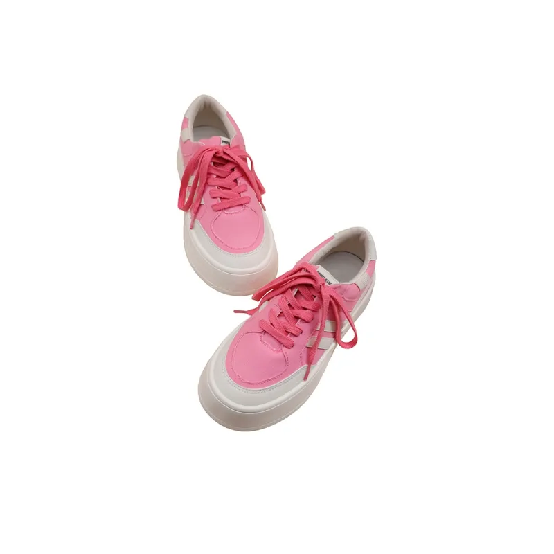 MINGKUANG Canvas Shoes Women's Low Top Pink/Green/White/Red-5