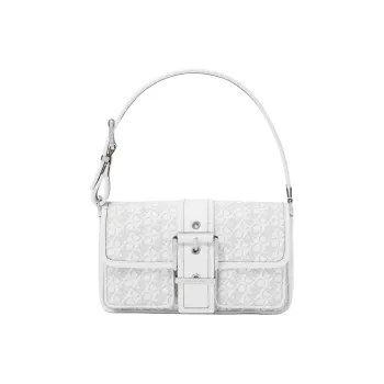 MICHAEL KORS Canvas Handbag, Shoulder Bag Medium Size Women's White