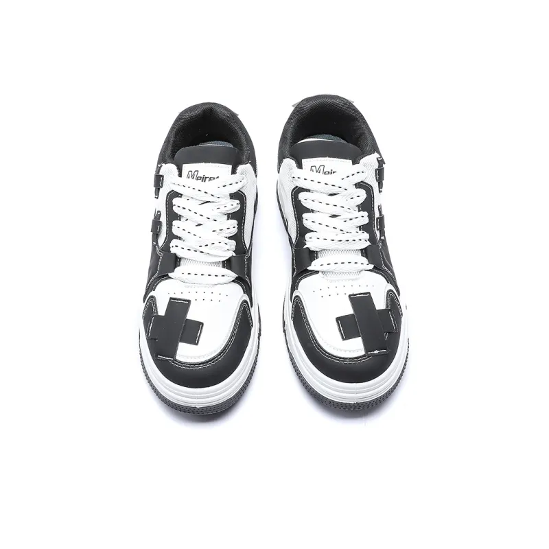 Meiretu Durable Lightweight And Breathable Low Top Skateboard Shoes Men's Black-3