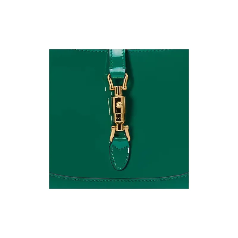 GUCCI Jackie 1961 Patent Leather Crescent Shoulder Bag Shoulder Bag Mini Women's Green-7
