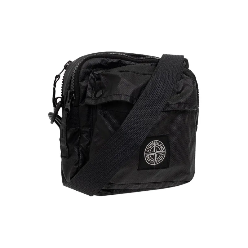 STONE ISLAND Cotton Crossbody Bag, Shoulder Bag Unisex Black-4