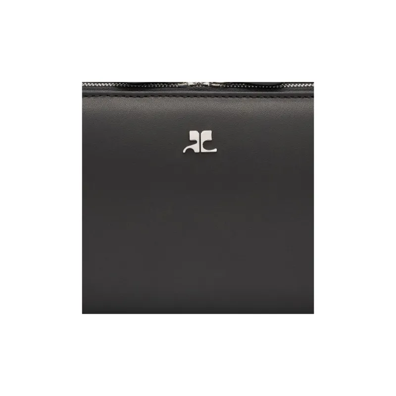 COURREGES Cow Leather Shoulder Bag Women's Black-3