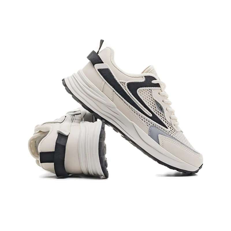 Warrior Anti Slip And Wear Resistant Breathable Low Top Running Shoes Unisex Beige Black-2