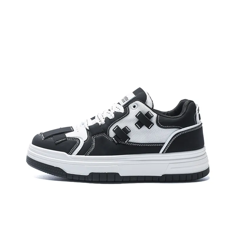 Meiretu Durable Lightweight And Breathable Low Top Skateboard Shoes Men's Black-0