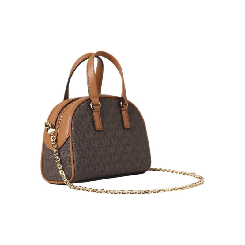 MICHAEL KORS Artificial Leather With Cow Leather Bowling Bag, Handbag, Shoulder Bag, Crossbody Bag Women's Dark Brown-1