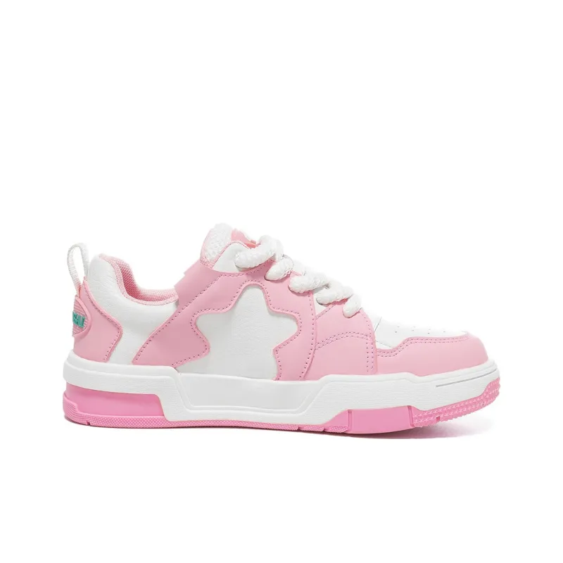 OMS Skateboard Shoes Women's Low Top Black/Pink/Beige-8