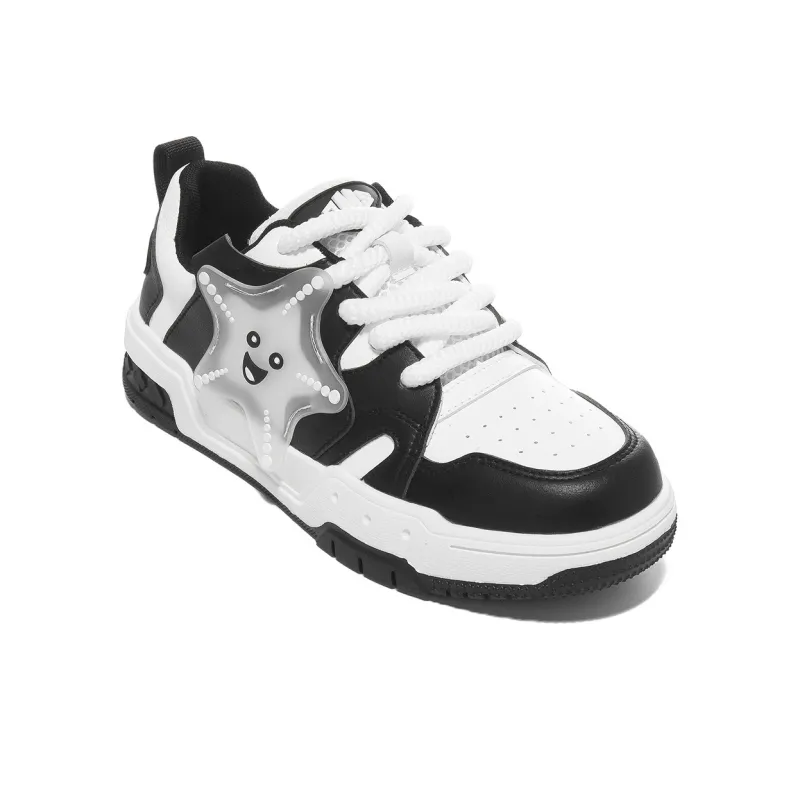 OMS Skateboard Shoes Women's Low Top Black/Pink/Beige-2