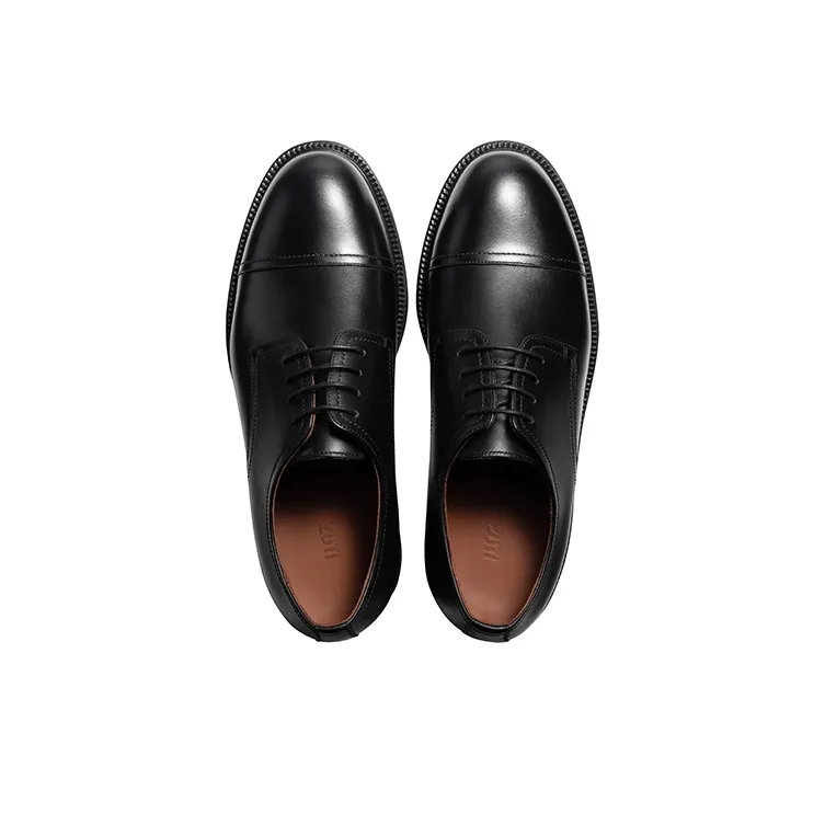 Zuti Business Versatile Calfskin Derby Shoes Dress Shoes Men's Black-2
